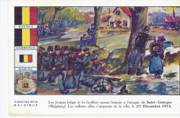 Cp Belgique SAINT GEORGES Militaires TROUPES BELGES Armée Belge Soldats Commerce Marine Française Albert Roi BELGES E - Weltkrieg 1914-18