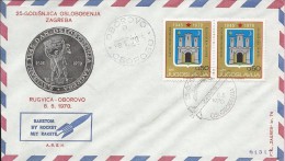 Rocket Mail / By Rocket - 25th Anniversary Of Zagreb Liberation, Oborovo / Zagreb, 8.5.1970., Yugoslavia, Cover No 01317 - Aéreo