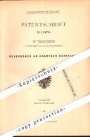 Original Patent - W. Trouchon In Ellwürden B. Nordenham , 1880 , Drahtzug - Barriere , Schlagbaum , Schranke !!! - Nordenham