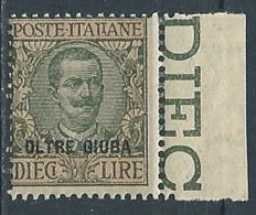 1925 OLTRE GIUBA FLOREALE 10 LIRE MNH ** - VA45-9 - Oltre Giuba