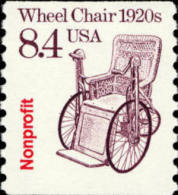 1988 USA Transportation Coil Stamp Wheel Chair Sc#2256 History Cycling Post - Roulettes