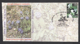 INDIA, 2015, SPECIAL COVER,  Shankh Pushpi, Evolvulues Alsinoides Flowers,Spring Festival, Dehradun   Cancelled - Brieven En Documenten