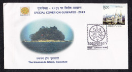 INDIA, 2013, SPECIAL COVER, GUWAPEX, The Umananda Island, Guwahati, Guwahati Cancelled - Storia Postale