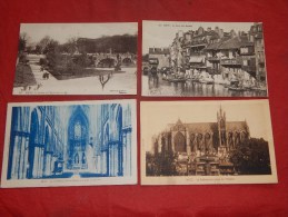 METZ  -   Lot De 4 Cartes : La Cathédrale - Jardin De L´Esplanade -Le Bain Des Roches  - ( 2 Photos Recto - Verso) - Metz Campagne