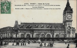 CARTE POSTALE ORIGINALE ANCIENNE : PARIS ; LA GARE DE LYON ; ANIMEE ; PARIS (75) - Estaciones Sin Trenes