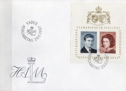 Regenten Adam Hochzeit 1967 Liechtenstein Block 7 FDC 5€ Erbregenten Bloque Hojita Hb Bloc M/s Cover Sheet Bf Fürstentum - Storia Postale