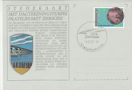 ZIERIKZEE TOWN, BRIDGE, SPECIAL POSTCARD, AGRICULTURE STAMP, 1987, NETHERLANDS - Cartas & Documentos