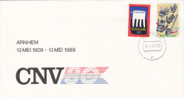 TRADE UNION ANNIVERSARY, SPECIAL COVER, 1989, NETHERLANDS - Lettres & Documents