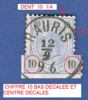 1890 - 96  N° 50  CHIFFRES NOIRS DENTELER  10  1/4  OBLITÉRÉ - Plaatfouten & Curiosa