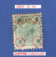 * 1890 - 96  N° 48  CHIFFRES NOIRS DENTELÉE 10  1/4  DOS CHARNIÈRE OBLITÉRÉ - Errors & Oddities