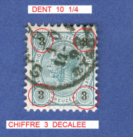 1890 - 96  N° 48  CHIFFRES NOIRS DENTELÉE 10  1/4   OBLITÉRÉ - Abarten & Kuriositäten