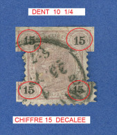 * 1890 - 96  N° 52  CHIFFRES NOIRS 10  1/4  DENT  OBLITÉRÉ - Abarten & Kuriositäten