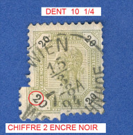 1891  N° 61 CHIFFRES NOIRS DENTELÉ 10  1/4  DOS CHARNIÈRE OBLITÉRÉ - Varietà & Curiosità