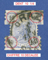 1890 - 96  N° 50  CHIFFRES NOIRS DENTELÉ 10  1/4  OBLITÉRÉ - Errors & Oddities