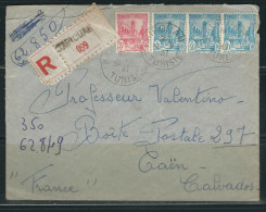 TUNISIE 1947 N° Usages Courants Obl. S/Lettre Recommandée - Covers & Documents