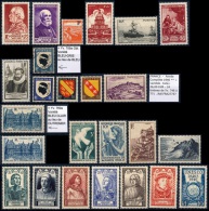 FRANCE  -  Année Complète 1946 ** MNH + Variétés   Cote= 26,00 EUR - 24 Timbres De Yv. 748 à 771 ..Réf.FRA27757 - 1940-1949