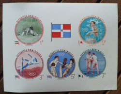 DOMINICANA - DOMINICAINE. JEUX OLYMPIQUES 1956, Lutte, Escrime, Boxe, Saut. Feuillet Des N° Yvert 542/46  Non Dentelé * - Ete 1956: Melbourne