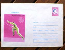 ROUMANIE Escrime, Gymnastique, Jeux Olympiques, JO MONTREAL 1976. Entier Postal Neuf  Emis En 1976 - Esgrima