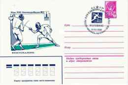 URSS, RUSSIE Escrime, Jeux Olympiques, JO MOSCOU 1980. Entier Postal Avec Obliteration Escrime De 1980 (2) - Esgrima