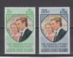 (S1324) GILBERT AND ELLICE ISLANDS, 1973 (Princess Anne´s Wedding). Complete Set. Mi ## 211-212. MNH** - Gilbert & Ellice Islands (...-1979)