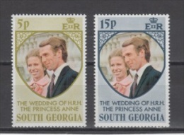 (S1378) SOUTH GEORGIA, 1973 (Princess Anne´s Wedding). Complete Set. Mi ## 45-46. MNH** - Südgeorgien