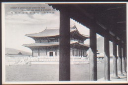 KOREA NORD POSTCARD KINSEIDEN IN KEIFUKU PALACE WHERE THE GRAND CEREMONIES WERE SERVED IN LI DYNASTY, KELIO. - Korea, North