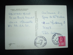 CP TP MARIANNE DE BEQUET 1,00 OBL.21-1-1977 MARSEILLE GARE DEPART (13) - 1971-1976 Marianne (Béquet)