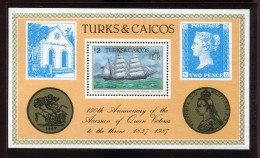 Turk Et Caicos  **   Bloc   - Reine Elisabeth    -  Voilier - - Turks & Caicos