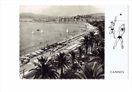 06 - CANNES - PLAGE CROISETTE Suquet - Dessin Joueurs  Jeux Volley-ball - Flamme LION'S CLUB 1958 Cannes - Volleyball