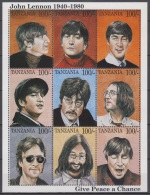 Sheet III, Tanzania Sc1335 Music, Singer John Lennon, Beatles, Chanteur, Musique - Sänger