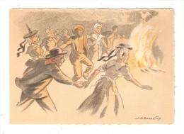 CPA  Croquis Régionnaux ( Bourgogne ) Les Feux De La St Jean Illustration  Signée J;H; Bonnefoy - Autres & Non Classés