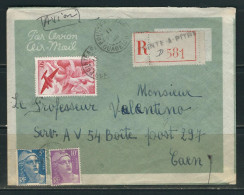 GUADELOUPE 1949 N° Timbres France Usages Courants Obl. S/Lettre Recommandée - Brieven En Documenten