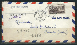 MARTINIQUE 1951 N° Timbres France Usages Courants Obl. S/Lettre - Covers & Documents