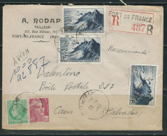 MARTINIQUE 1949 N° Timbres France Usages Courants Obl. S/Lettre Recommandée - Covers & Documents