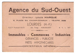 Carte Commerciale AGENCE (immobilière) DU SUD OUEST (lourdes) (PPP1225) - Sports & Tourism