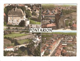 CPA  23 PONTARION Multivues 4 Chateau - église - Pont Sur Thaurion - Route Nationale - Pontarion