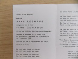 Doodsprentje Anna Leemans Kapellen 23/3/1914 Kapellen Putte 1/11/1989 ( Frans Laureyssen ) - Religion & Esotericism