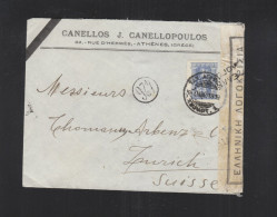 Greece Cover 1919 To Switzerland Censor - Cartas & Documentos