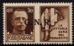 Italy Socialist Republic - 1944 GNR Propaganda 30 Cent. (*) - Propagande De Guerre