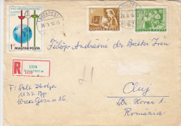 26027- FENCING, TELEX, MAILMAN, POSTAL SERVICES, STAMPS ON REGISTERED COVER, 1976, HUNGARY - Cartas & Documentos