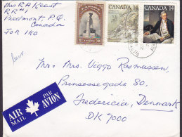 Canada AIR MAIL Par Avion Label PIEDMONT Quebec 197? Cover Lettre FREDERICIA Denmark James Cook Pair - Posta Aerea