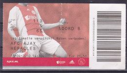 SOCCER Football Ticket:   AFC AJAX - HERACLES  18.4.2010 - Tickets D'entrée