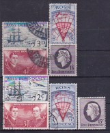 1957,1967 Ross Dependency - 2 Scans Def. 8v.,maps, Ships, Queen, Explorers, Scott,Yv.1/8 No Gum Used - Usados