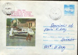 Romania - Postal Stationery Cover 1981 Used - First Aid - Transporting Of A Wounded - First Aid