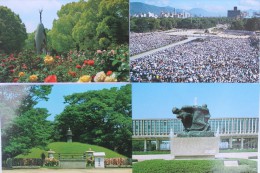 Hiroshima.memorial.monument Des Victimes De La Bombe Atomique.parc De La Paix.lot De 4 Cartes - Hiroshima
