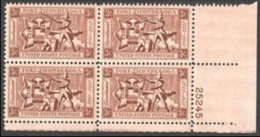 Plate Block -1955 USA Fort Ticonderoga, New York - Bicentennial Stamp Sc#1071 Map Martial - Números De Placas