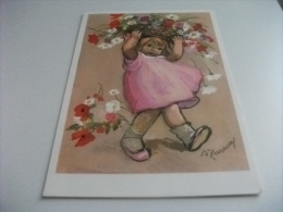 ILLUSTRATORE A. ZANDRINO BAMBINA CON CESTO DI FIORI - Zandrino