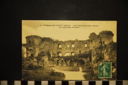 CP, 02, COUCY Château Vue Intérieure Des Ruines La Salle Des Preuses N° 3 Voyagé En 1914 - Autres & Non Classés
