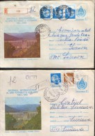 Romania - Postal Stationery Cover(2 Pieces) 1984 Used,variety Of Color - The Storage Lake,poiana Uzului - Abarten Und Kuriositäten