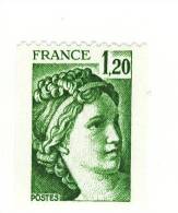 Sabine 1fr20 Vert De Roulette YT 2103a Avec Numéro Rouge Au Verso. Voir Le Scan. Cote YT : 2 €, Maury N° 2108a : 2 €. - Unused Stamps